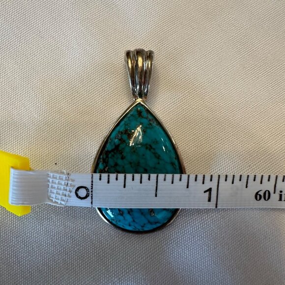 Whitney Kelly WK 925 Signed Sterling Silver Turquoise Pendant Teardrop Southwest - Picture 11 of 12